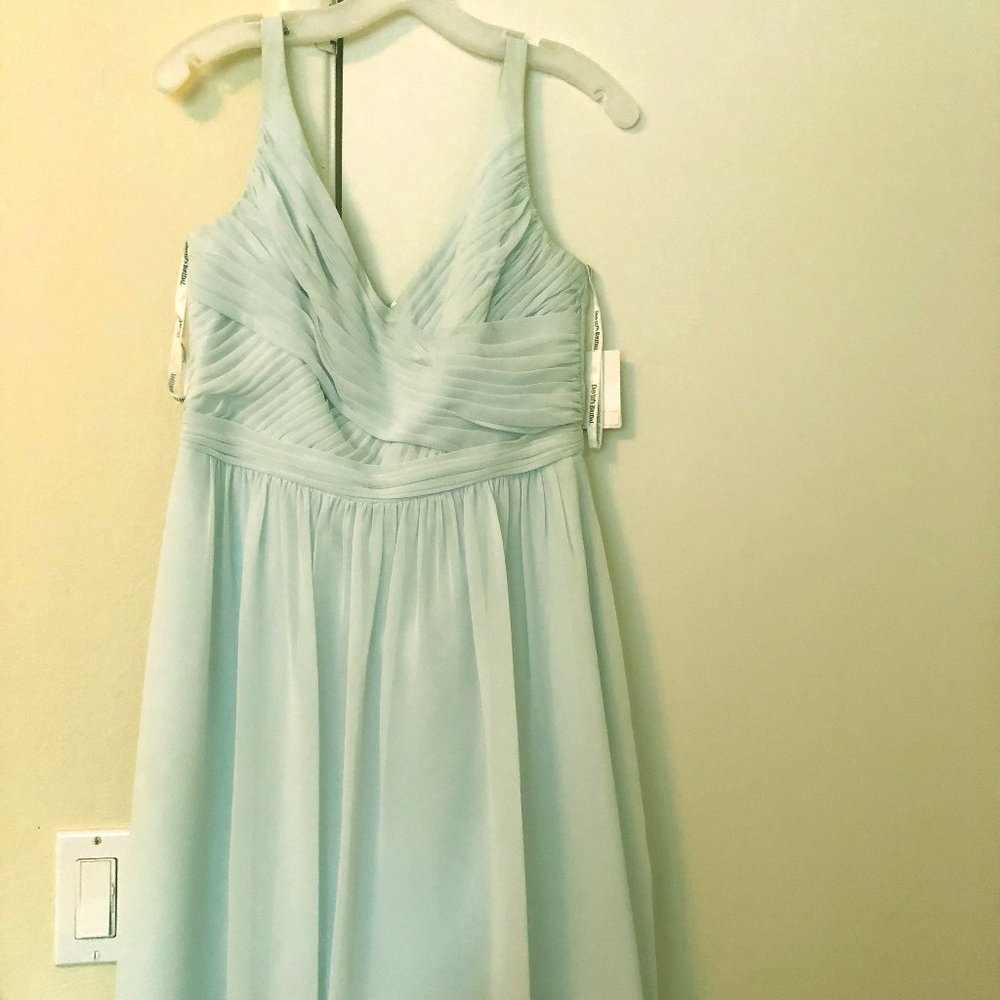 David's Bridal Short V-Neck Dress - Sea Glass (8)